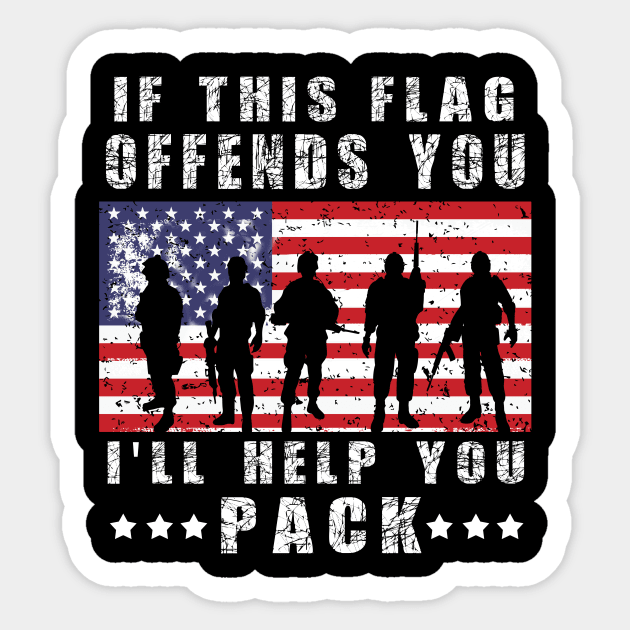 veteran day- if this flag offends you leave Sticker by BuzzTeeStore